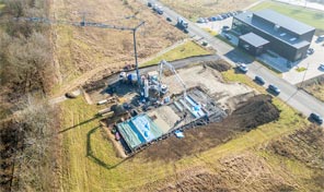 Luftbild Bürogebäude Neubau Kaisersesch – Blick auf Bodenplatten-Betonage